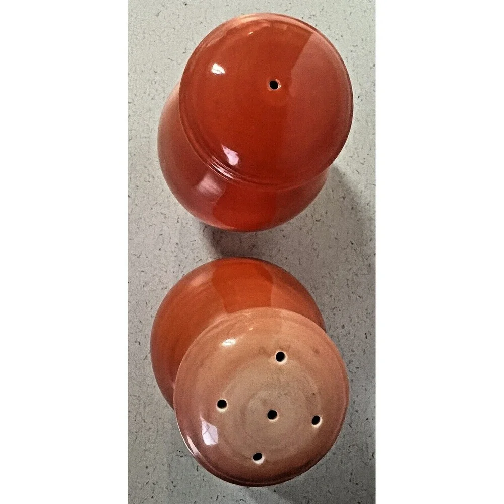 Salt and Pepper Shakers with Stoppers in Orange Ceramic Granny core Cottage core
